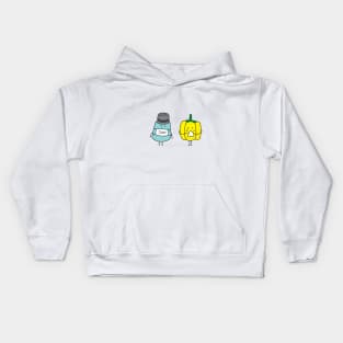 cute pepper bottle wearing mask with yellow pepper sneezing Kids Hoodie